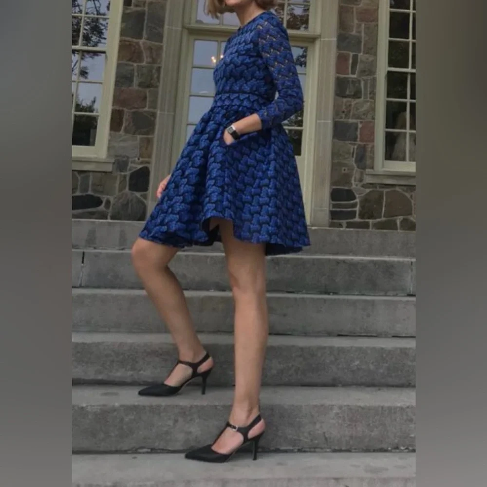 *SOLD* Maje Blue A-Line Bishop Sleeve Dress - Picture 9 of 9